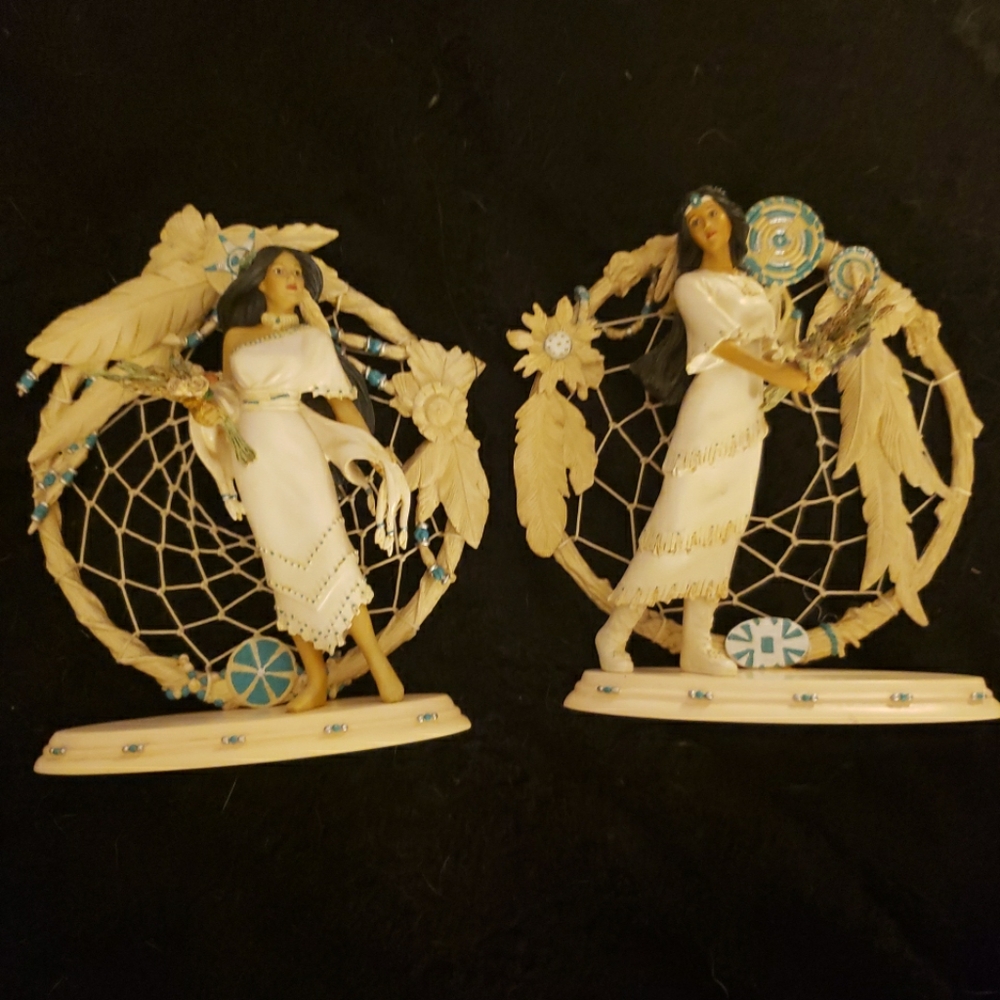 2 Bradford Exchange Native American Statues
